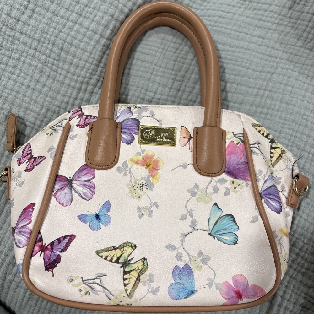 Luv Betsey Betsey Johnson LB DIXIE Butterfly Printed  Purse w/ Zippers